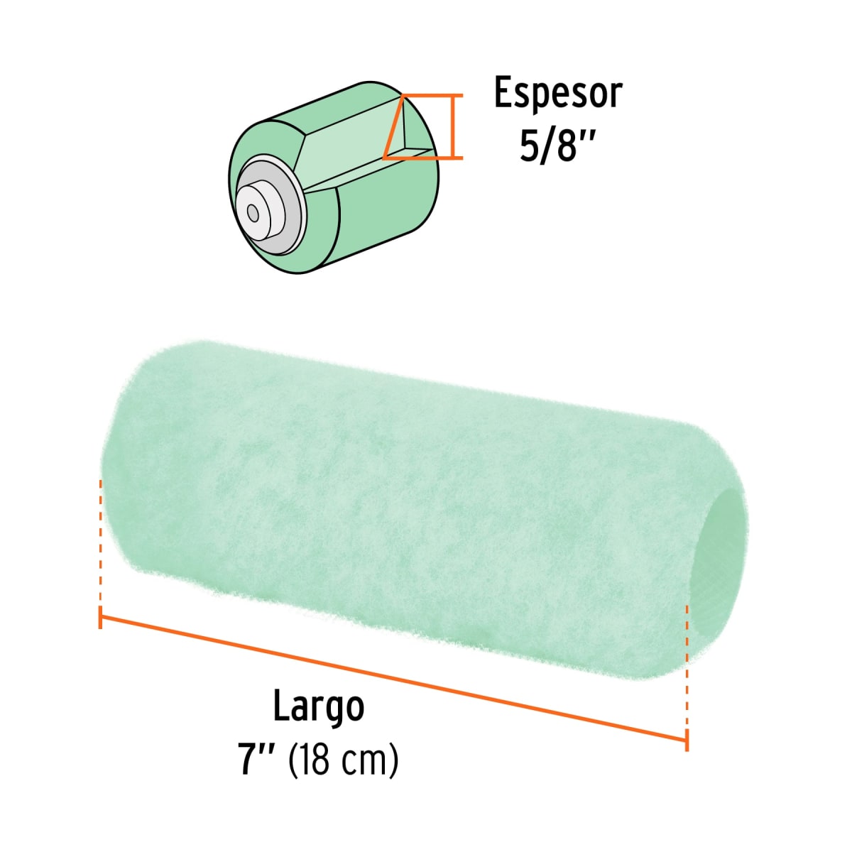 REPUESTO PARA RODILLO 7 PULGADAS ESPESOR 5/8' PROFESIONAL3