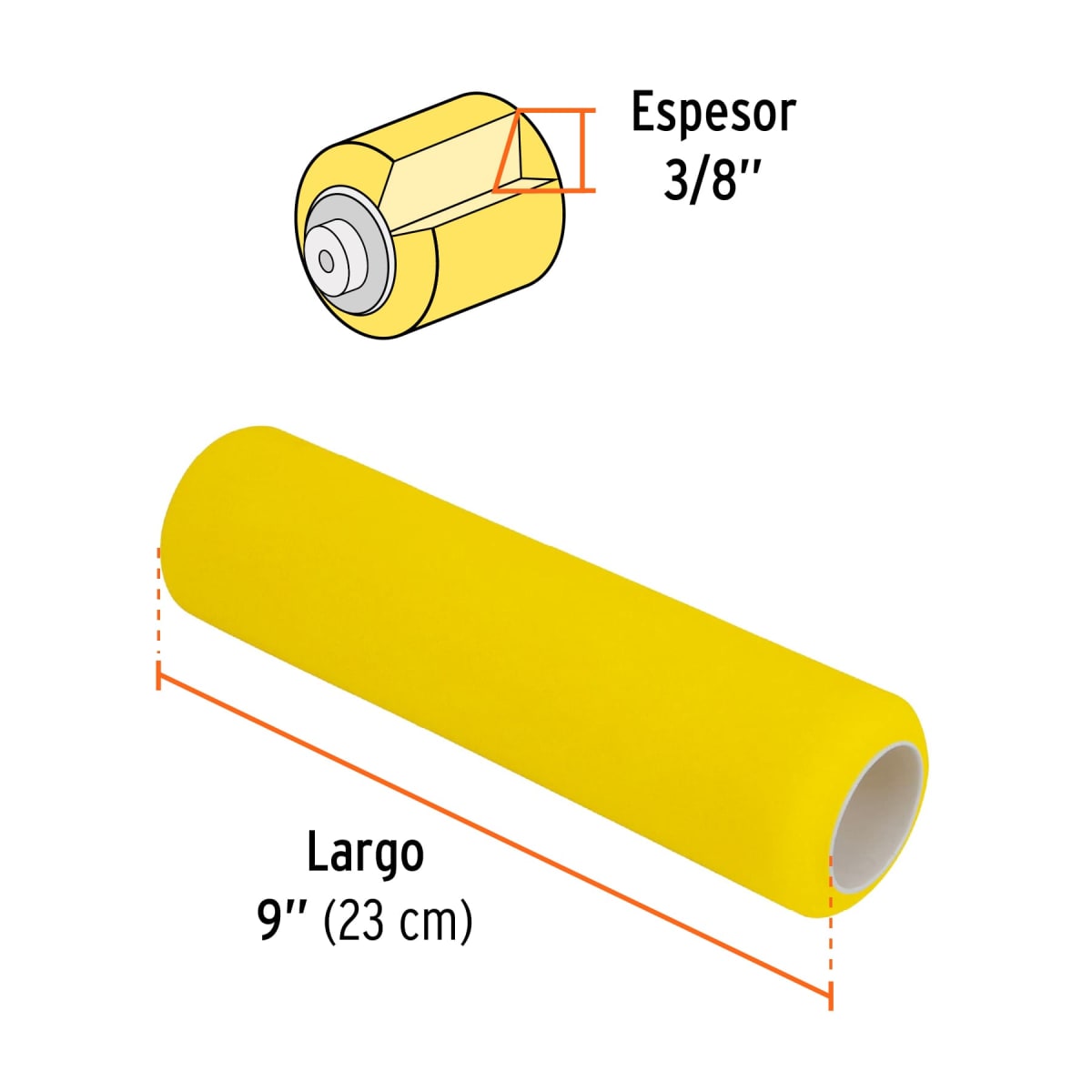 Felpa de esponja para rodillo 9´´ x 3/8´´ superficies lisas, Truper3