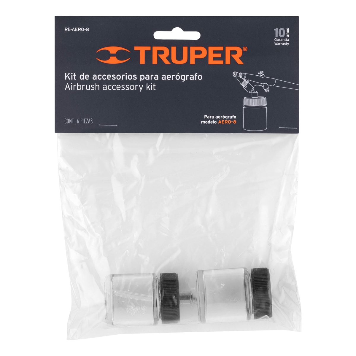 Juego de 2 vasos de 15 ml y adaptador para aerógrafo Truper5