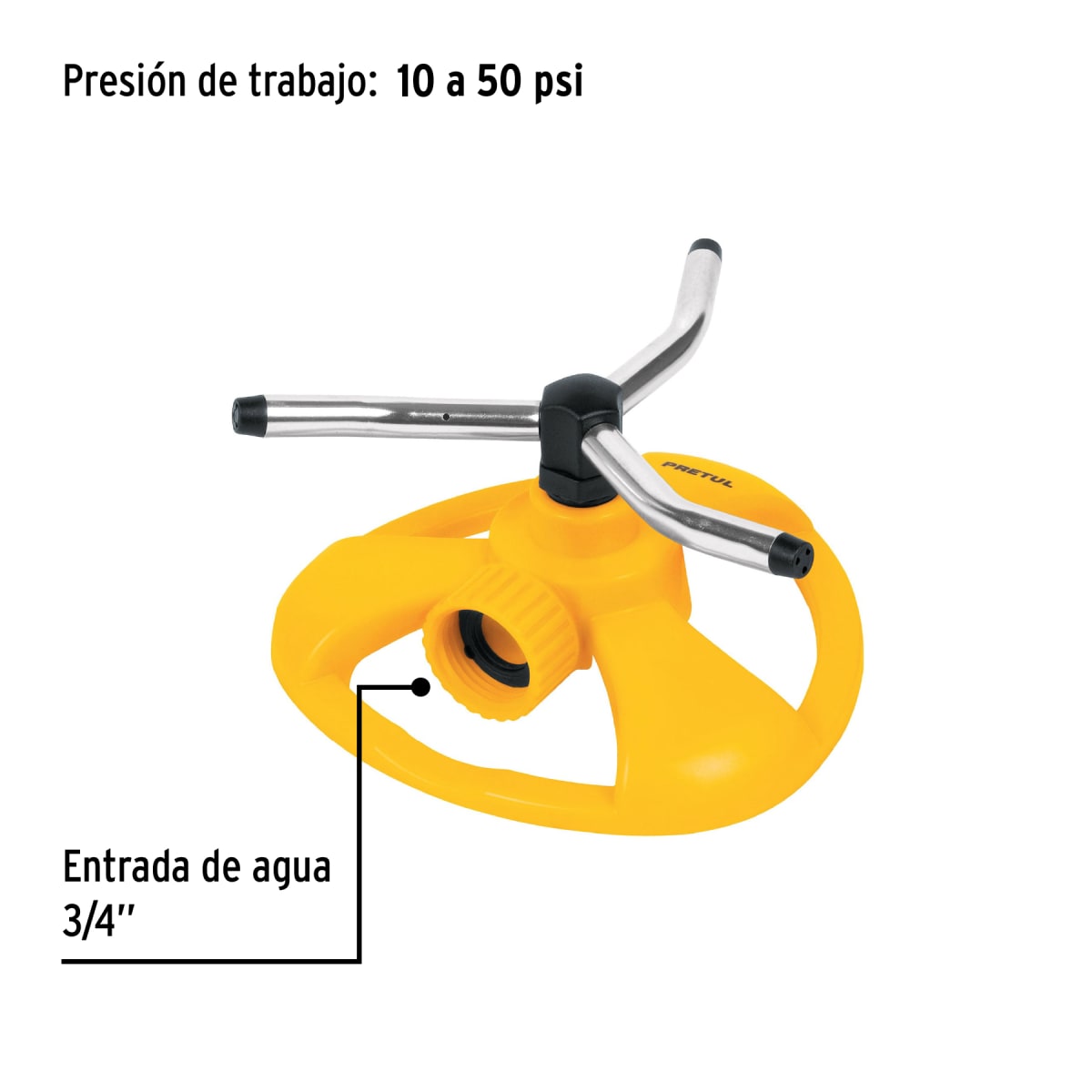 Aspersor giratorio de 3 brazos con base plástica Pretul2