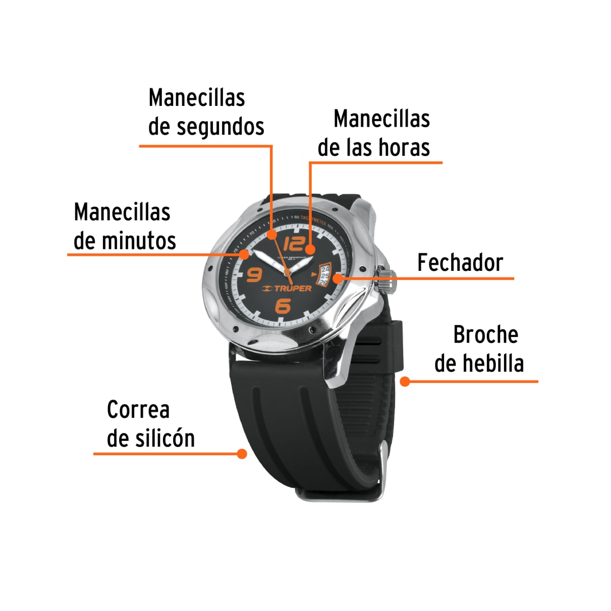 Reloj para caballero de cuarzo correa de plástico Truper2