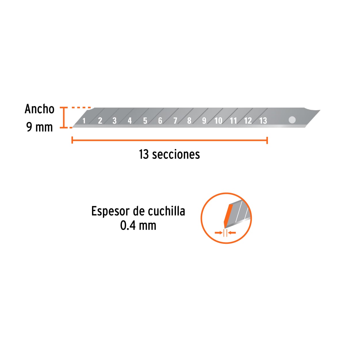 Estuche con 10 navajas SK2 de 9 mm para cuchilla, Expert Truper3