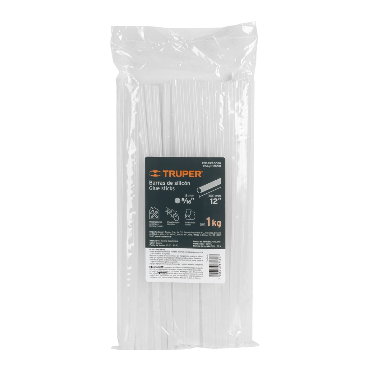 Bolsa con 1 kg de barras de silicona de repuesto para PIPE-5/16 Truper2