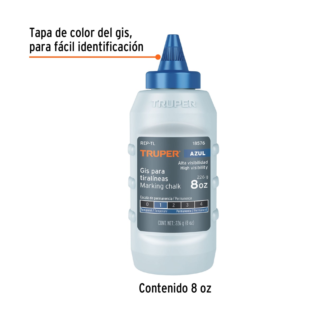 Tiza azul para tiralíneas, alta visibilidad, Truper2