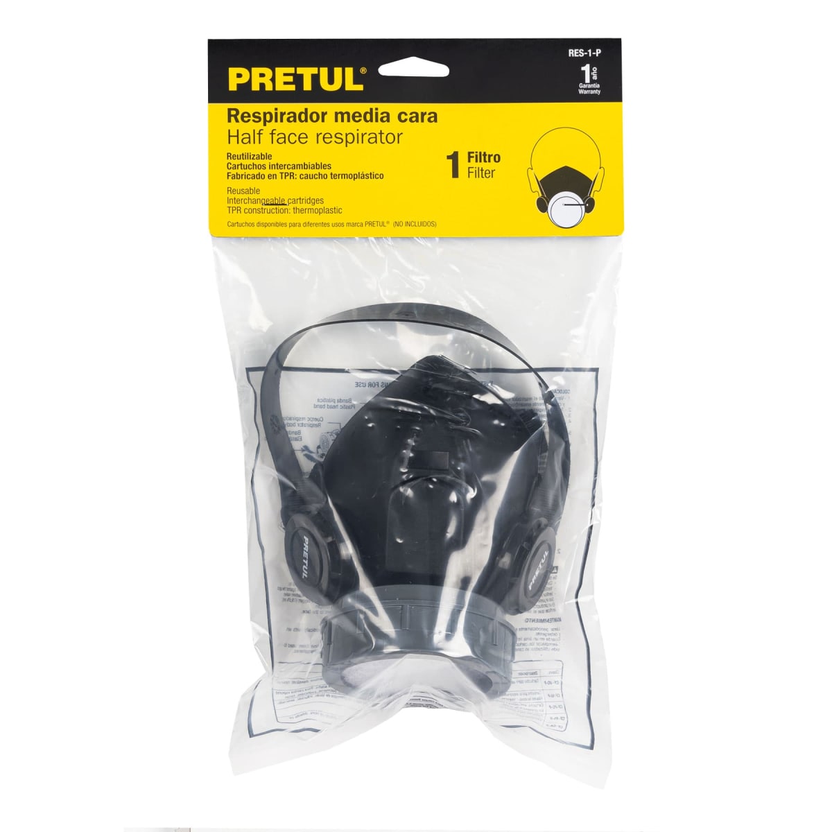 Respirador sin cartucho, 1 filtro, Pretul3