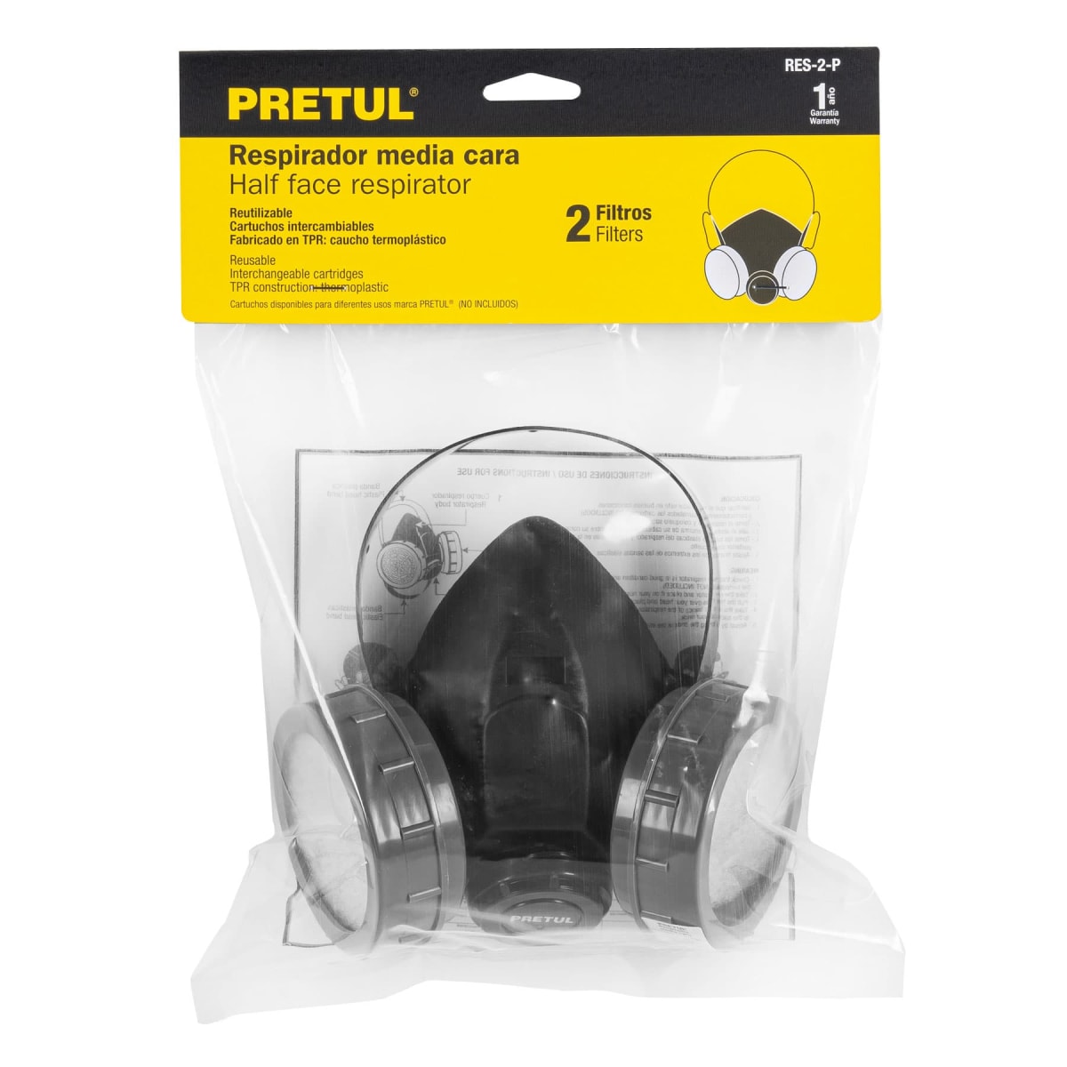 Respirador sin cartucho. 2 filtros Pretul3