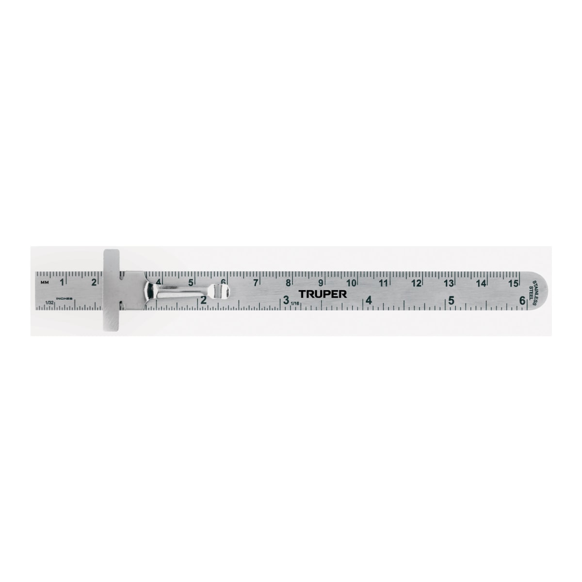 Regla 15 cm de acero inoxidable de bolsillo, Truper1