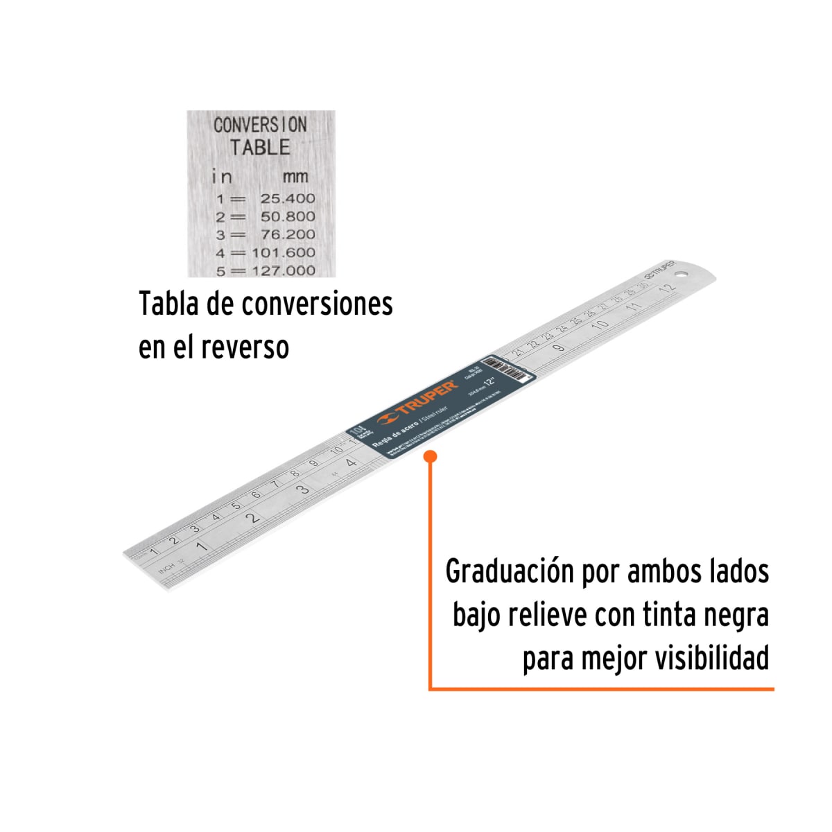 Regla 30 cm de acero inoxidable Truper2