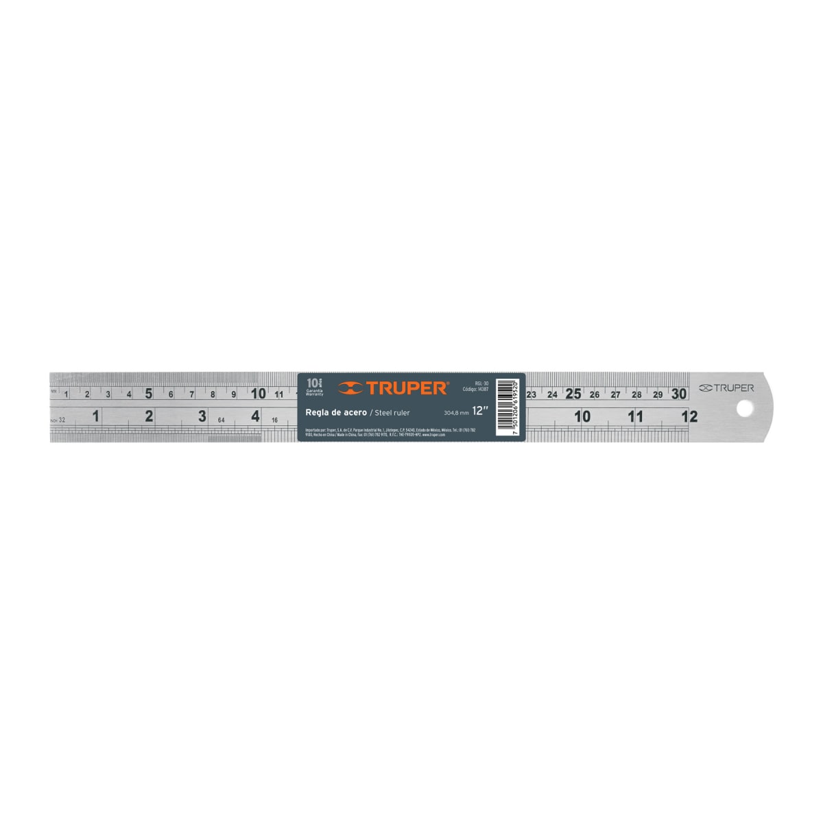 Regla 30 cm de acero inoxidable Truper1