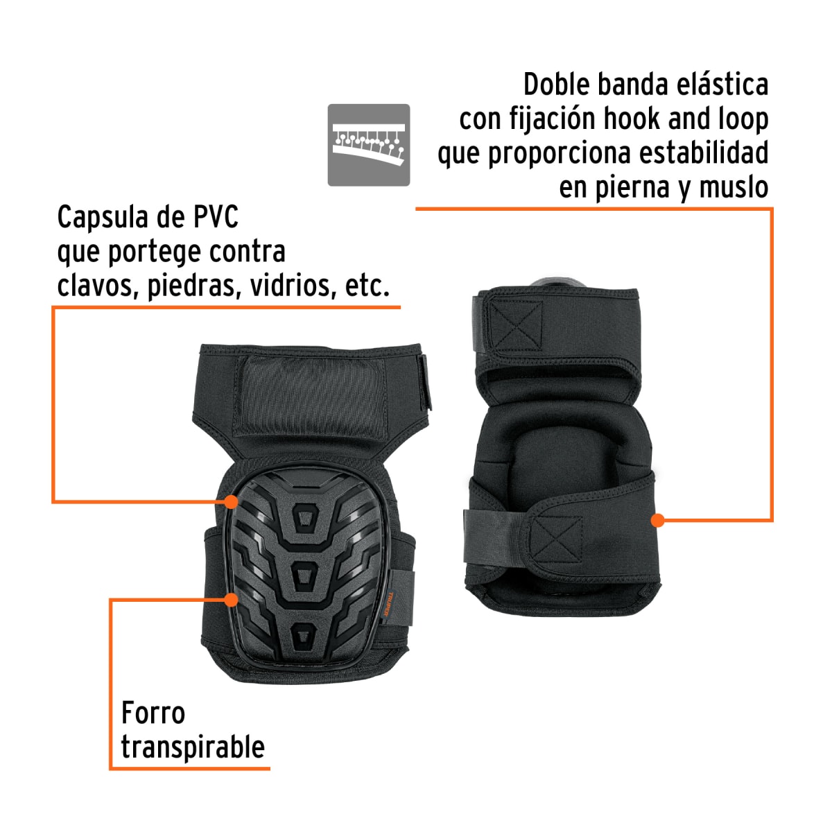 Rodilleras de gel y eva con correa antideslizante, truper3