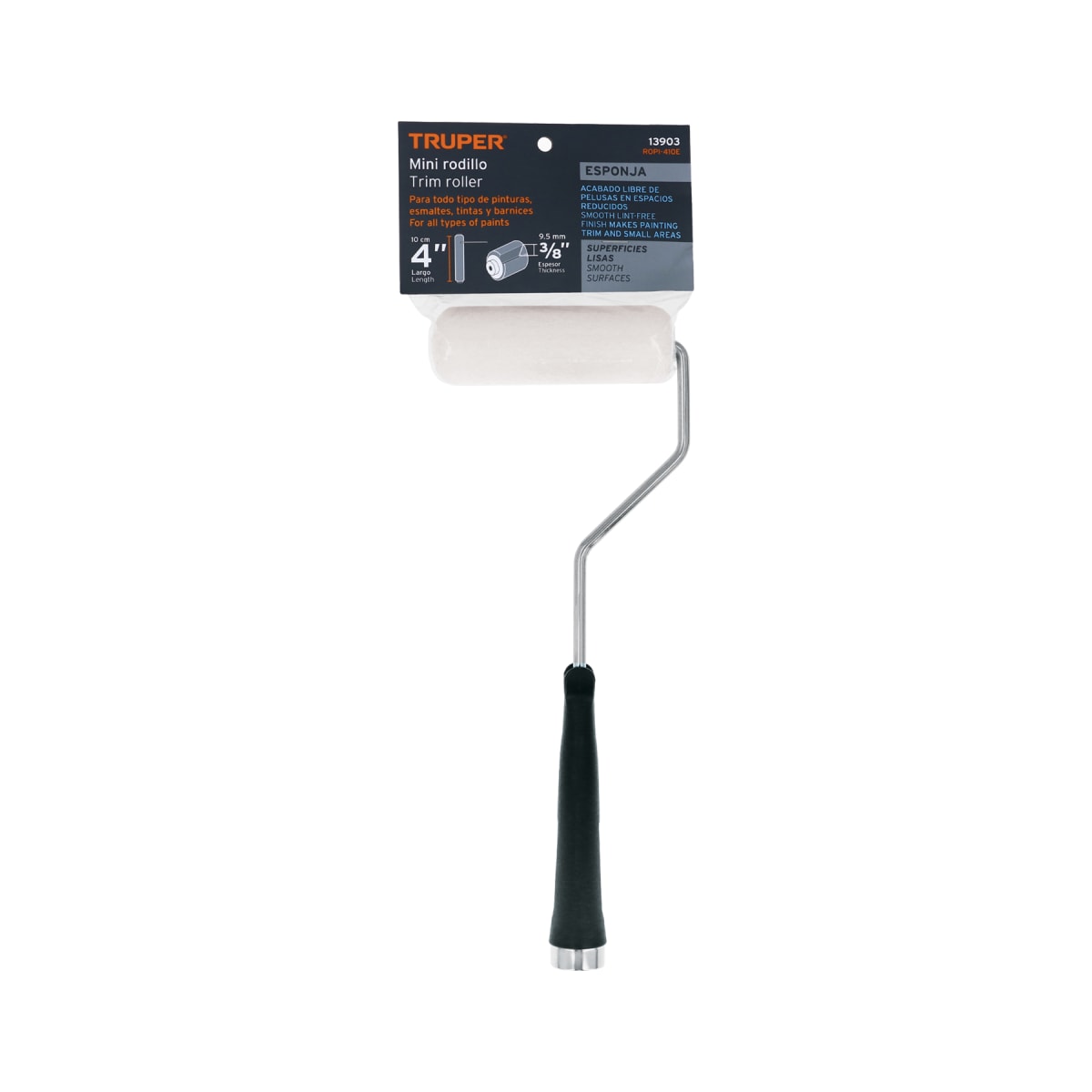 Mini rodillo para pintar 4'' x 3/8? de esponja Truper4