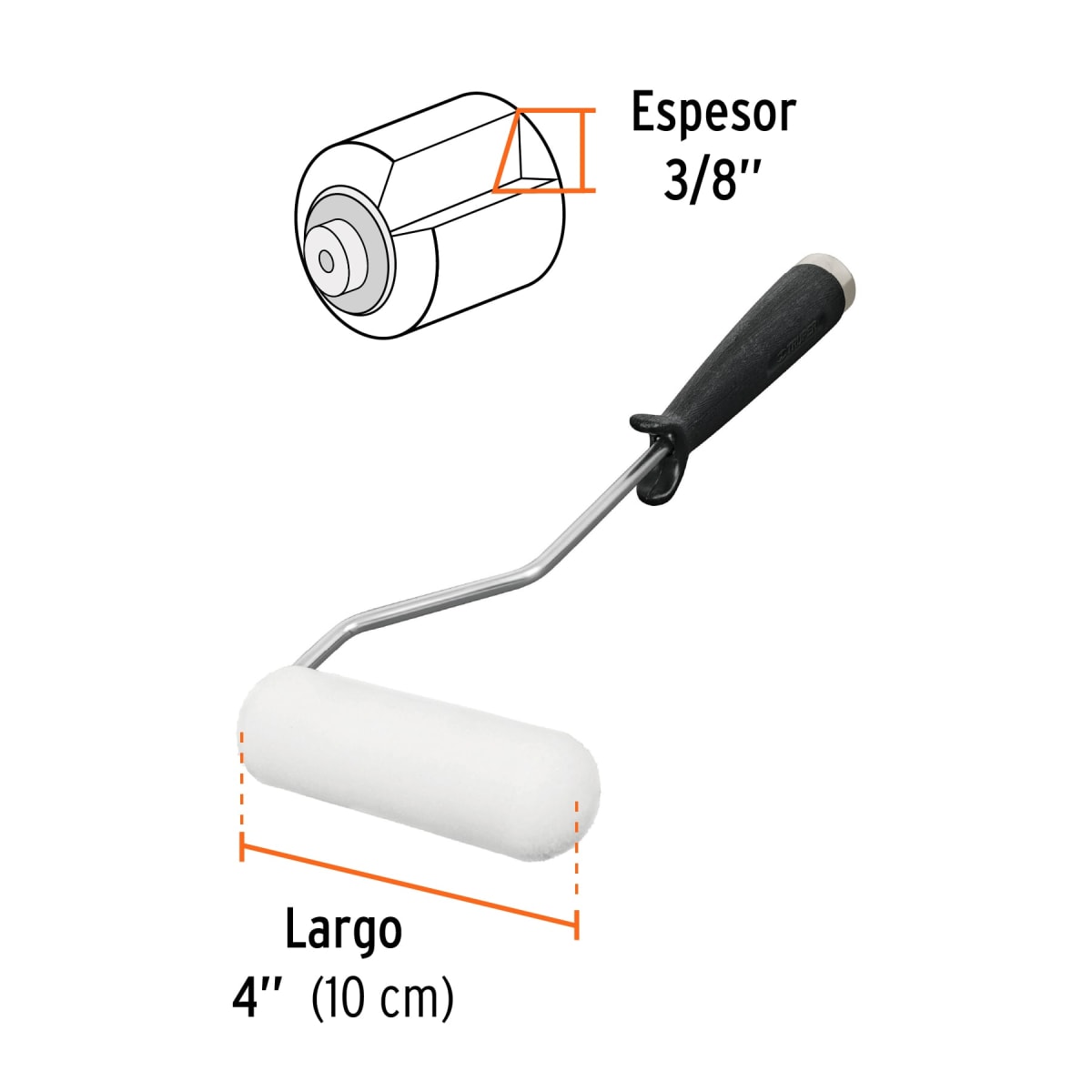 Mini rodillo para pintar 4'' x 3/8? de esponja Truper3