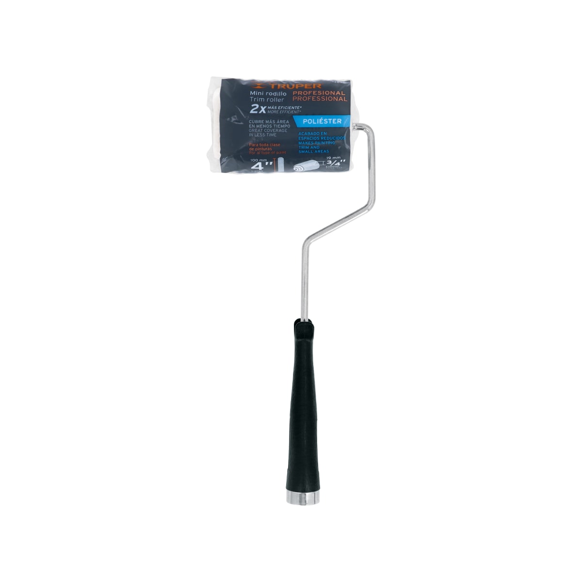 Mini rodillo para pintar 4´´ x 3/4´´ de poliéster, Truper4