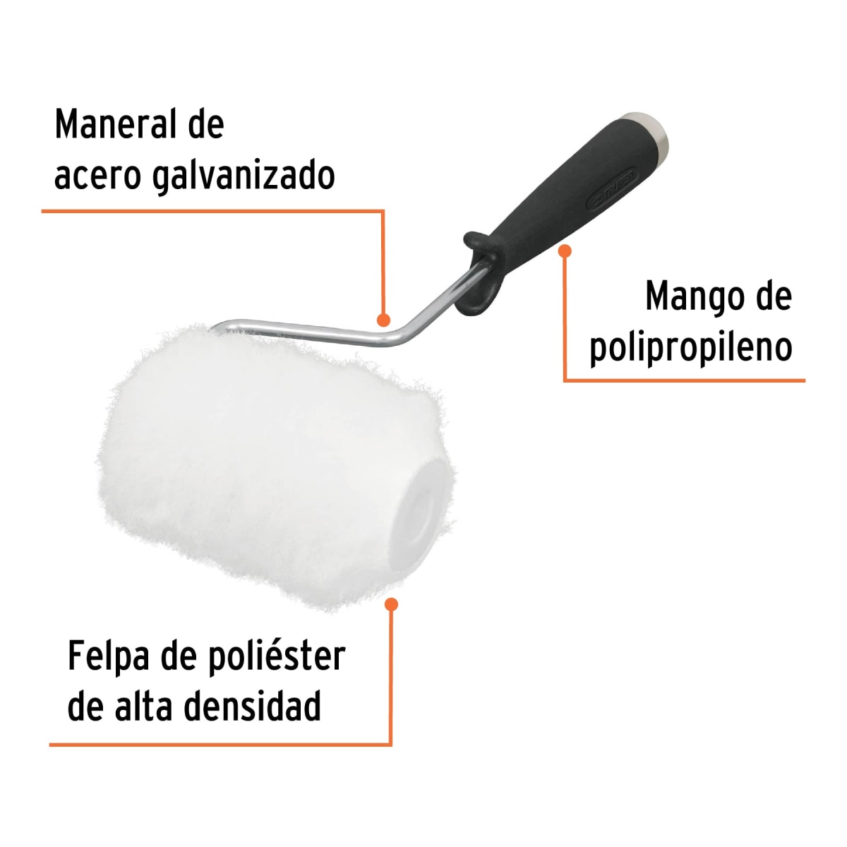 Mini rodillo para pintar 4´´ x 3/4´´ de poliéster, Truper2