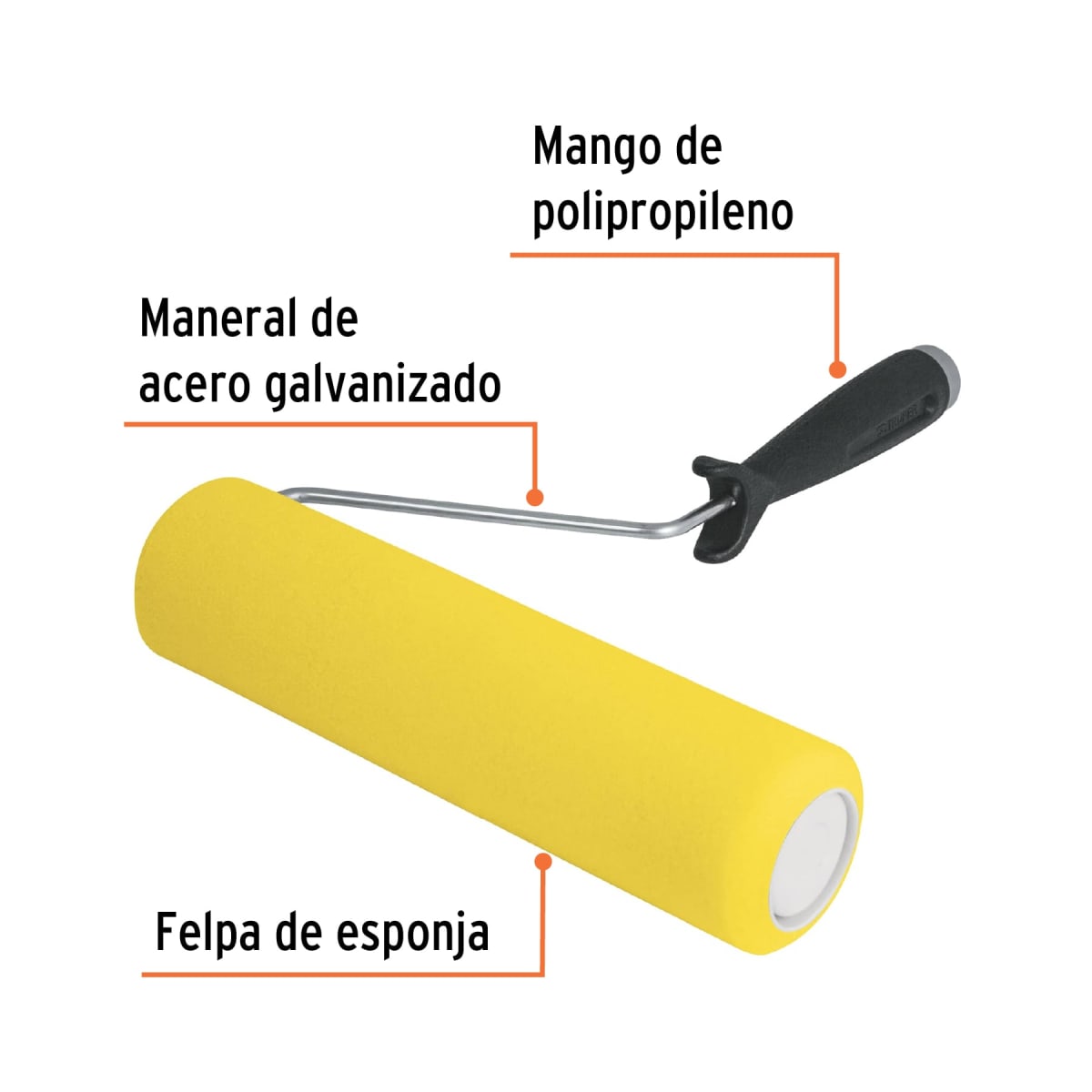 Rodillo para pintar 9'' x 3/8'' de esponja. superficies lisas. truper2