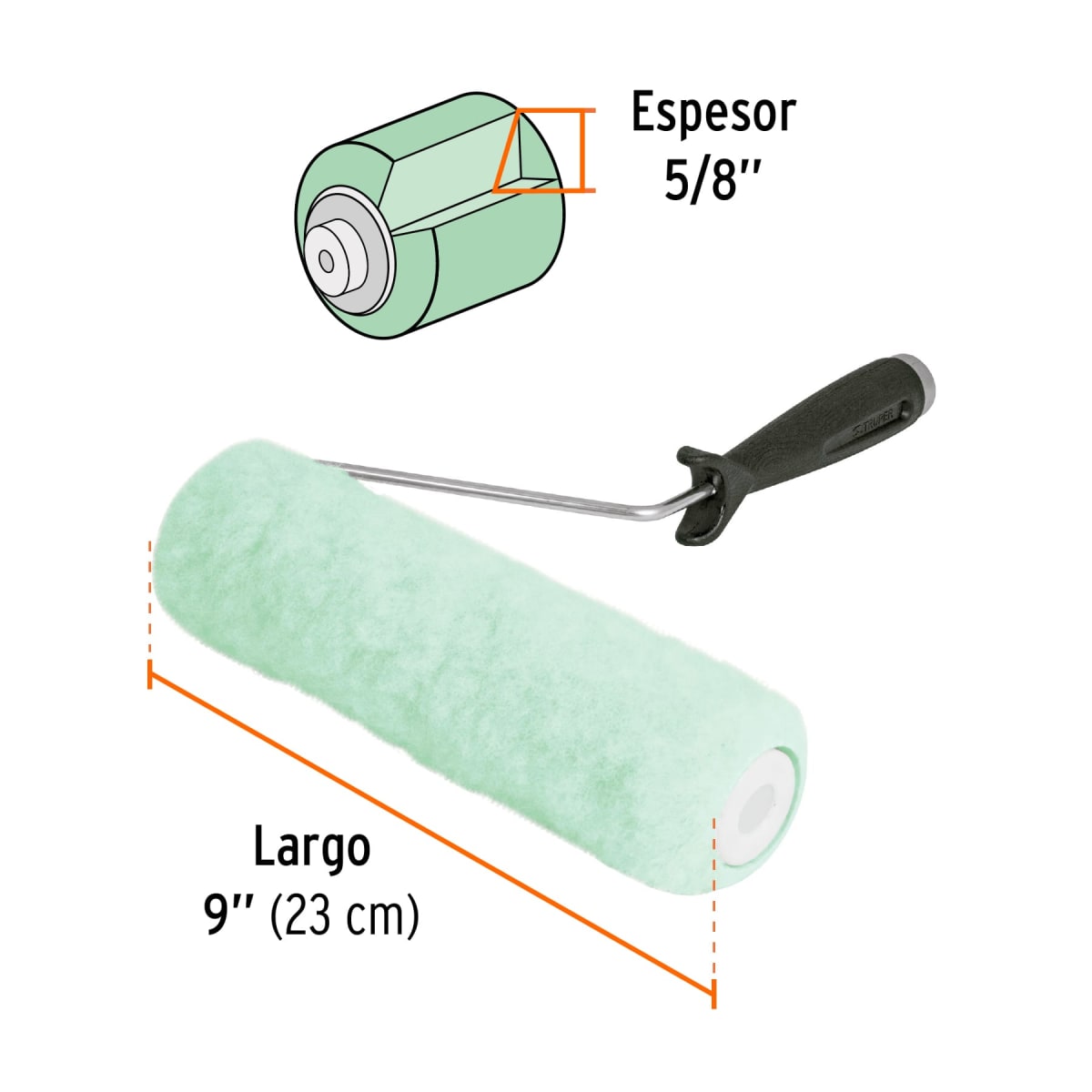 Rodillo para pintar 9´´ x 5/8´´ superficies poco rugosas Truper3