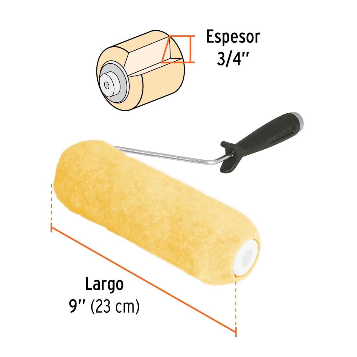 Rodillo para pintar 9´´ x 3/4´´ superficies rugosas, Truper4