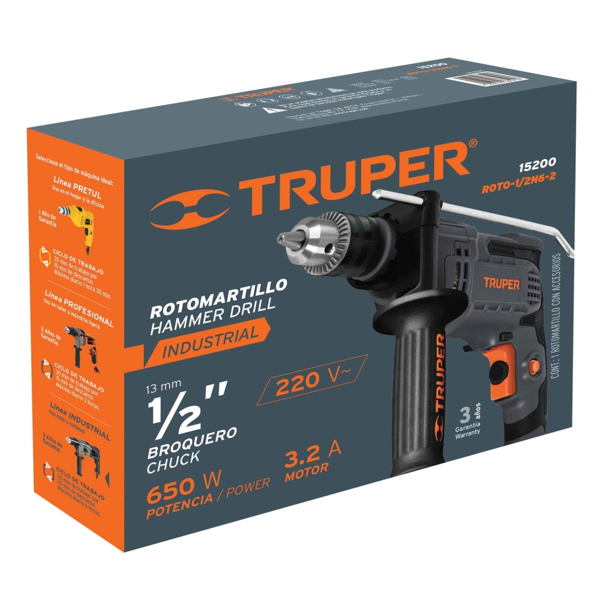 Taladro percutor 650w industrial + set de brocas + caja para herramientas 26