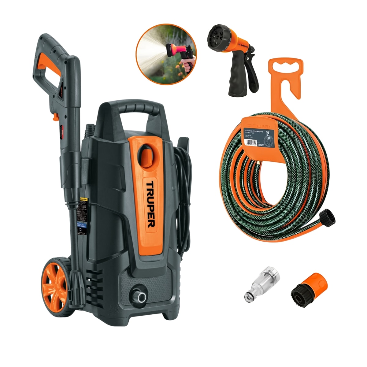 Hidrolavadora 1500 psi + manguera 10m + pistola Truper1