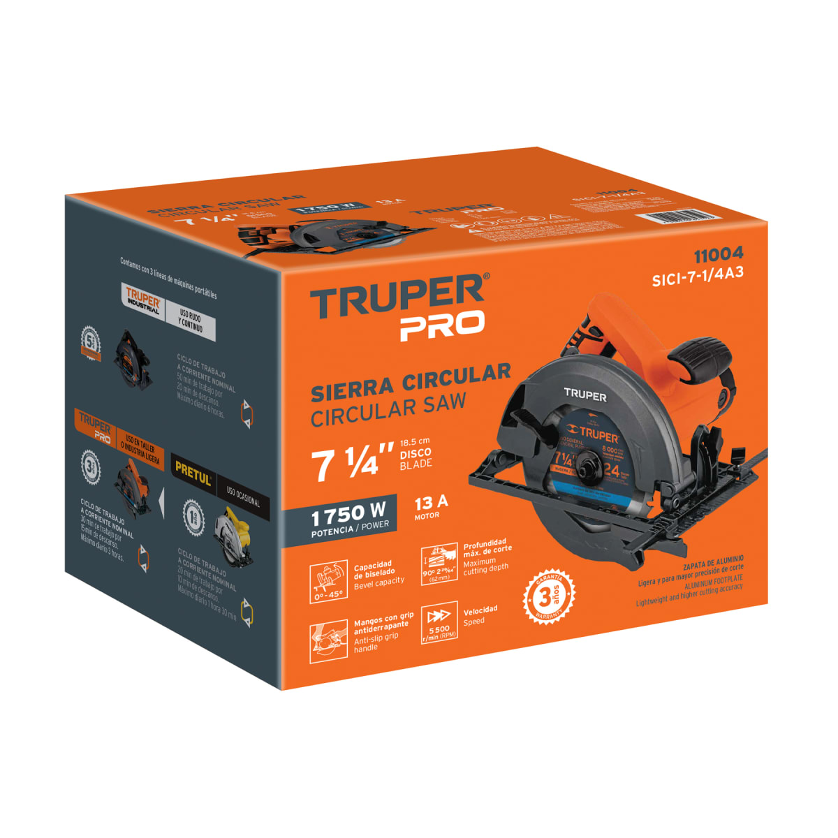 Combo sierra circular 1500w + caladora 750w  + lijadora orbital 5