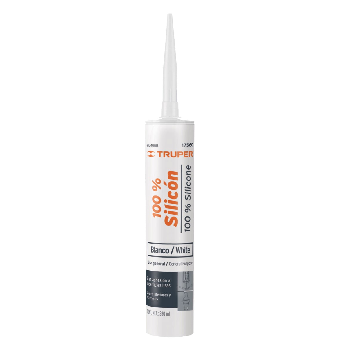 Silicona al 100% blanca de 280 ml, Truper1
