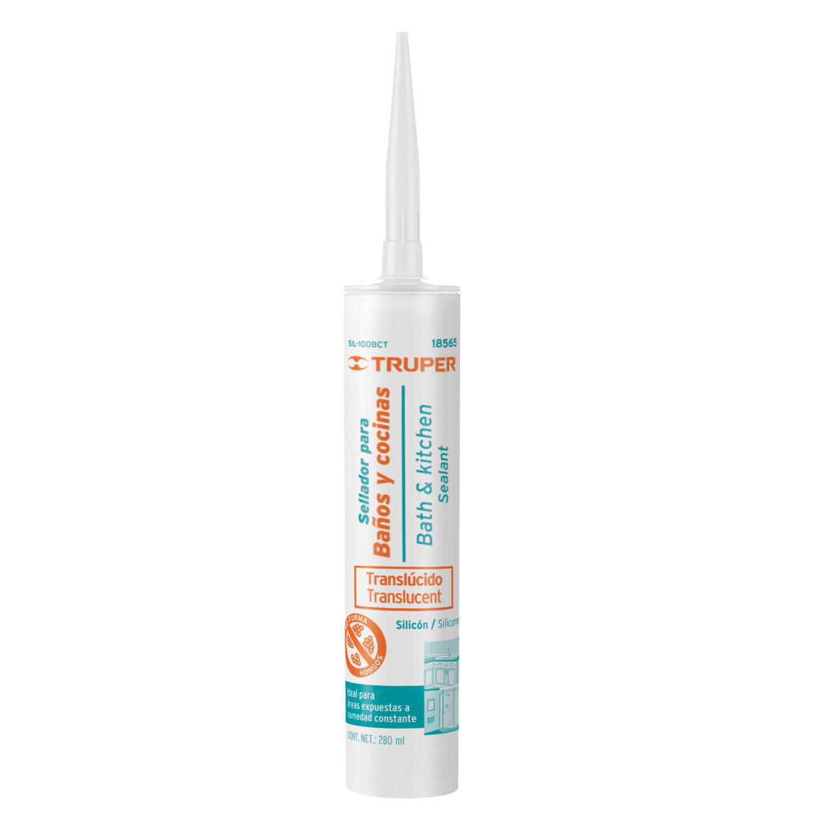 Silicona translúcida para baños y cocinas, 250 ml, Truper1