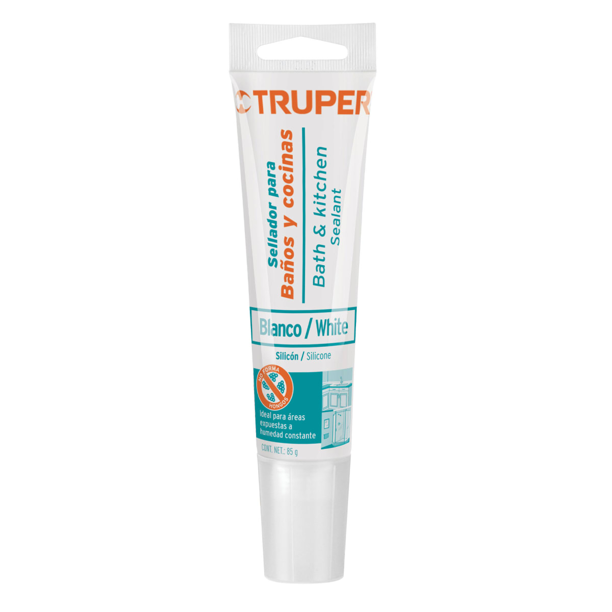 Silicona blanca para baños y cocinas, 85 g, Truper1