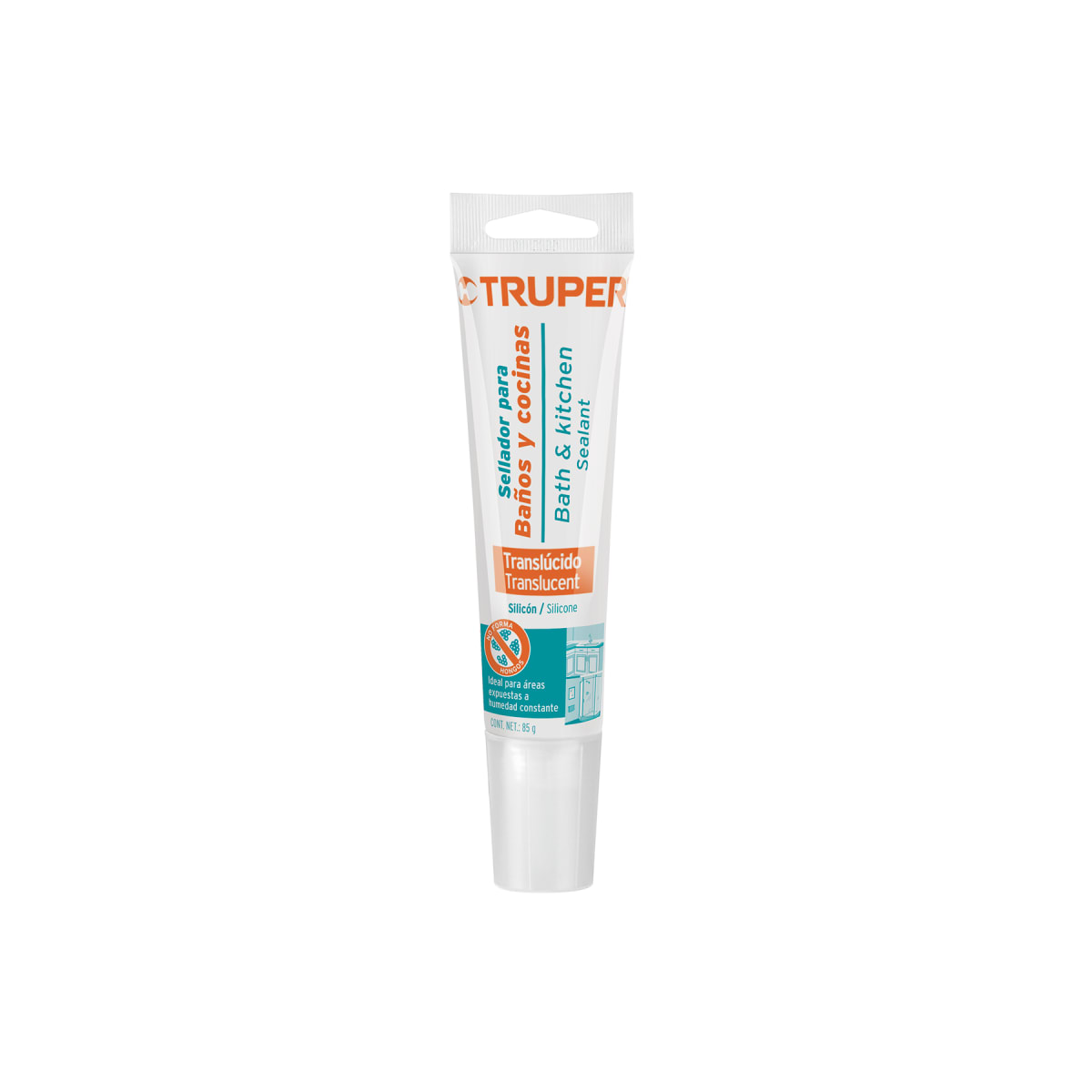 Silicona translúcida para baños y cocinas, 85 g, Truper1