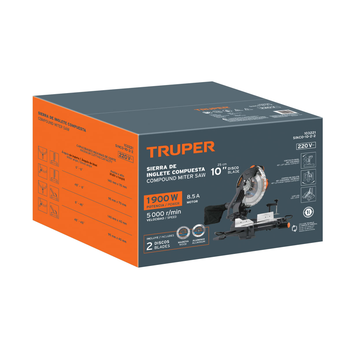 Sierra ingleteadora telescopica 1800w + sierra caladora Truper9