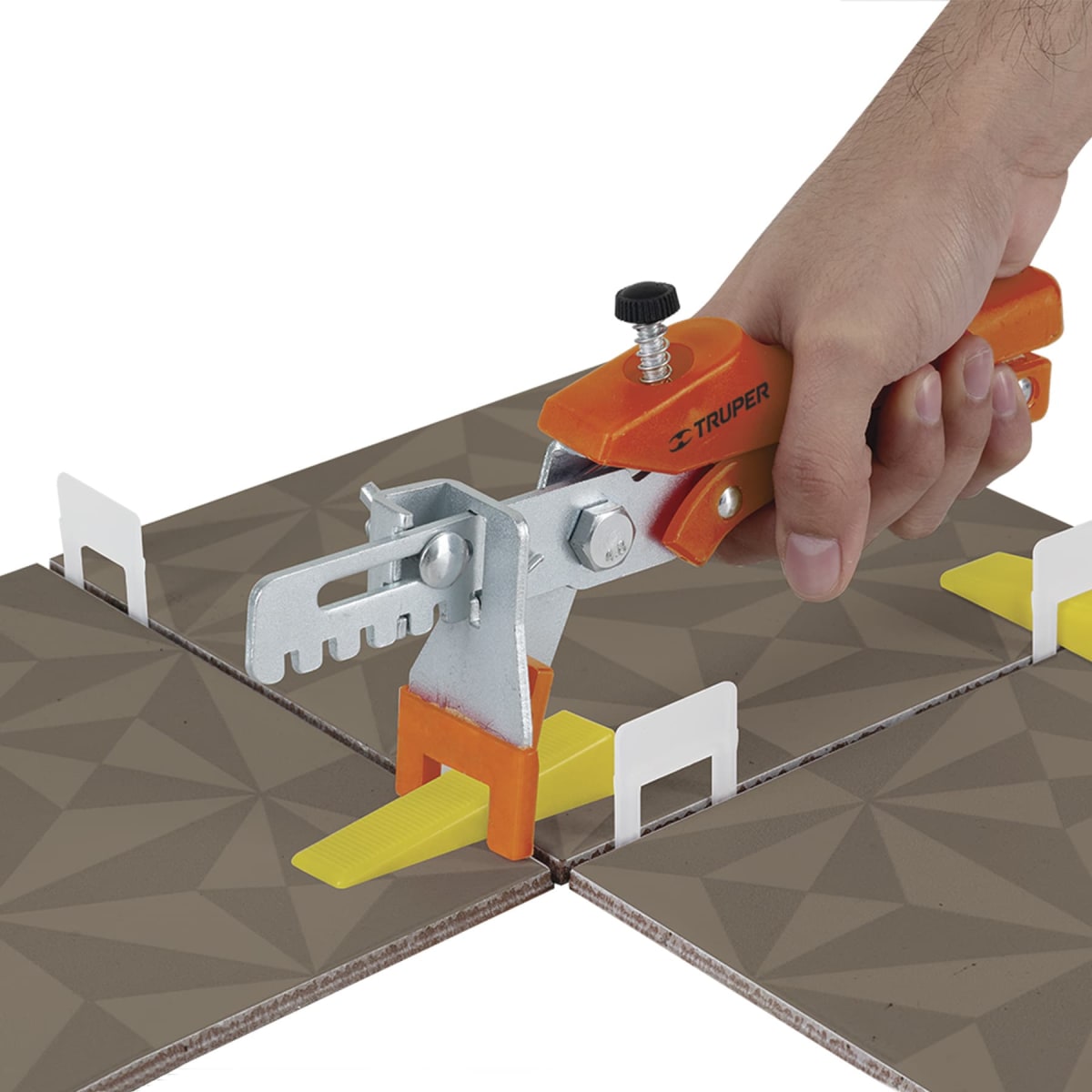 cuñas 100 unidades + anclas 100 + pinza para nivelacion de mayolicaTruper4
