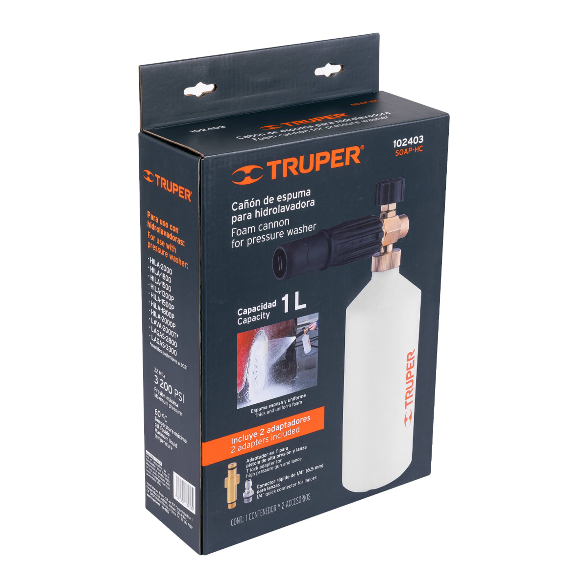 Combo Hidrolavadora 1800psi Truper + dispensador de jabón con cañón13