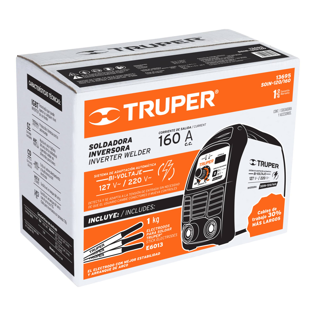Soldadora inversora 160 A bi-voltaje Truper5