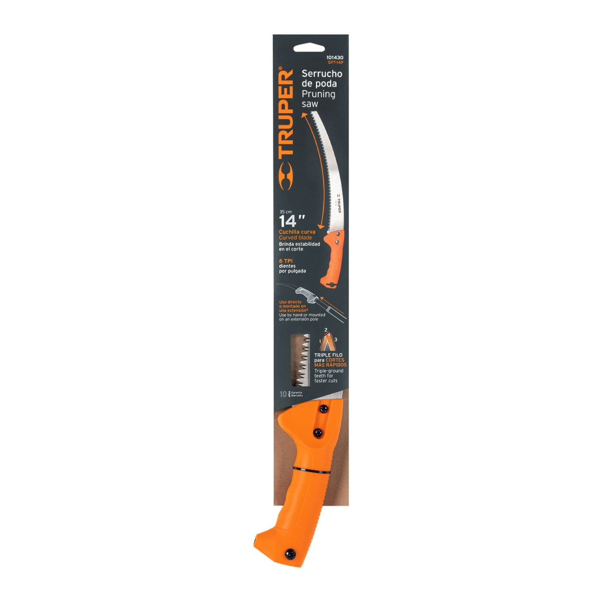 Serrucho de poda 14'' hoja curva 6 dpp mango plástico Truper3