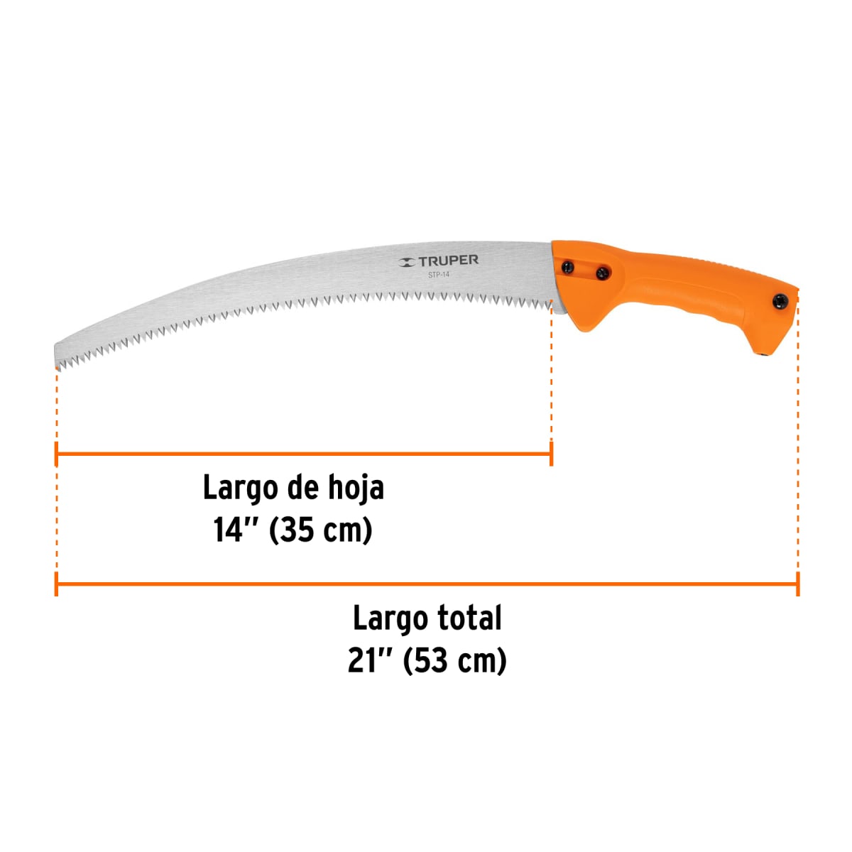Serrucho de poda 14'' hoja curva 6 dpp mango plástico Truper2