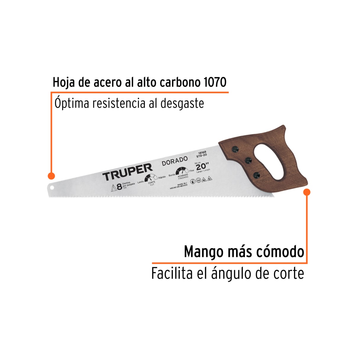 Serrucho 20'' dorado. 8 dpp. truper2