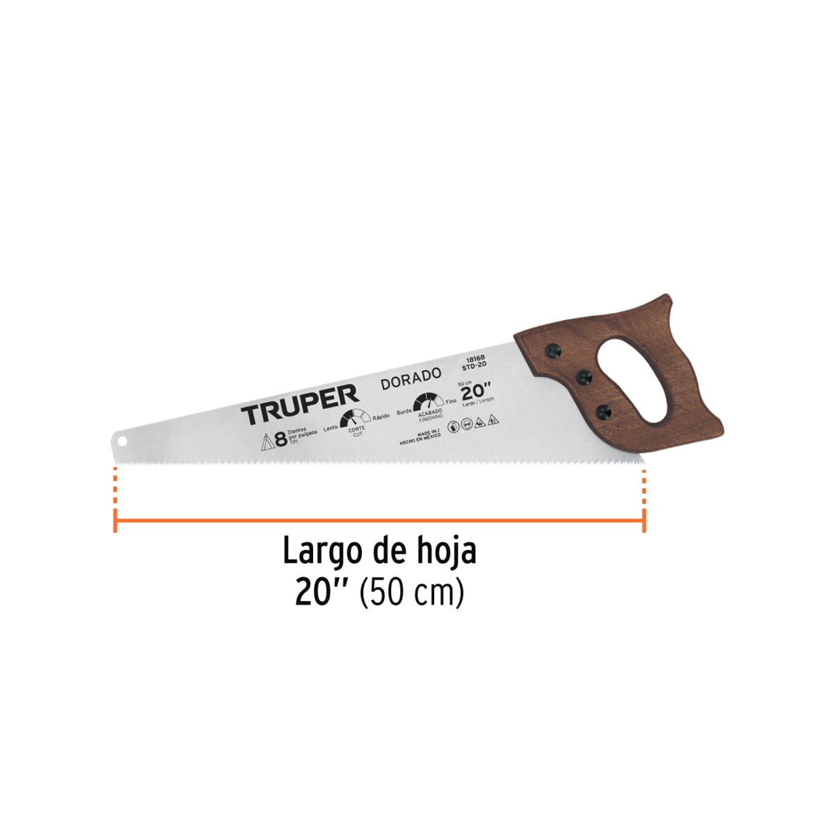 Serrucho 20'' dorado. 8 dpp. truper3