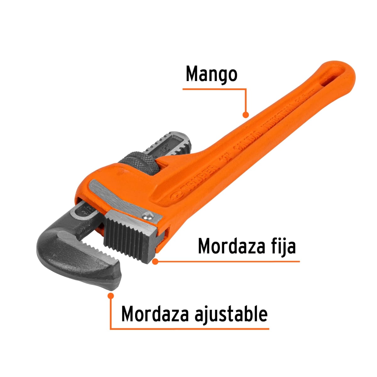 Llave stilson 12'' cuerpo robusto de hierro dúctil Truper2