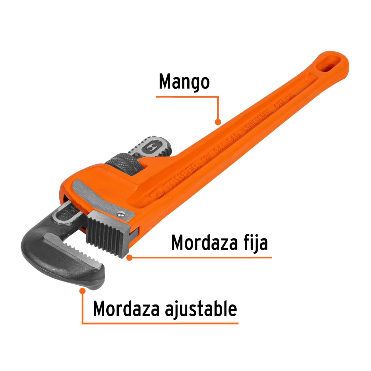 Llave stilson 18'' cuerpo robusto de hierro dúctil Truper2