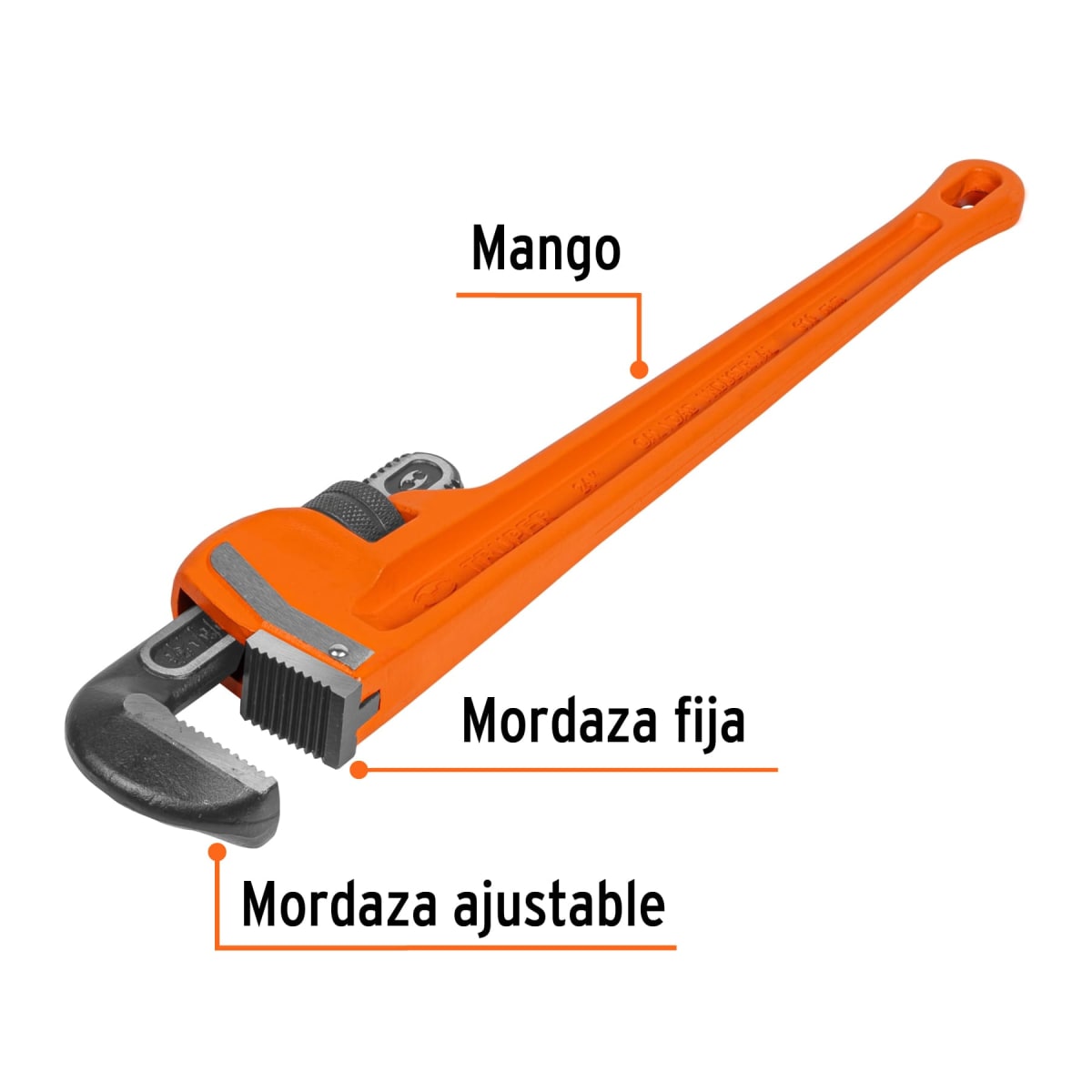 Llave stilson 24'' cuerpo robusto de hierro dúctil. truper2