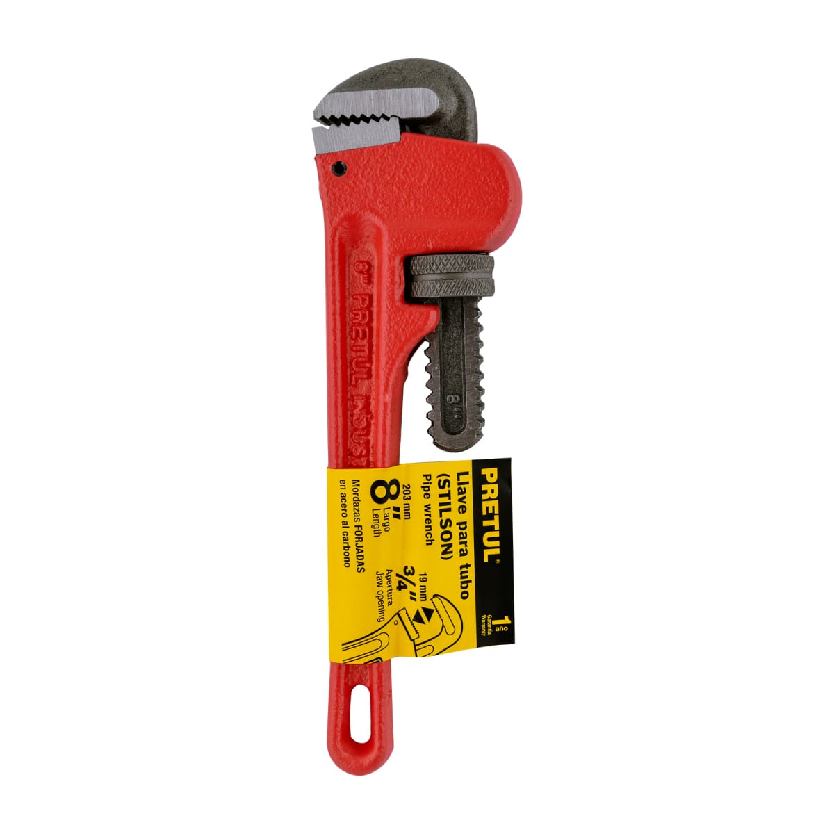 Llave stilson 8´´ cuerpo de hierro maleable, Pretul4