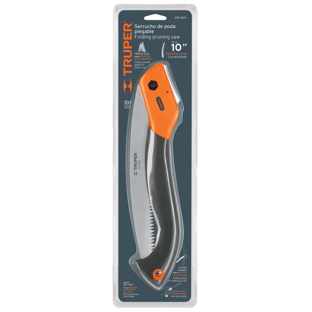Serrucho plegable hoja curva 10'' mango plastico truper4