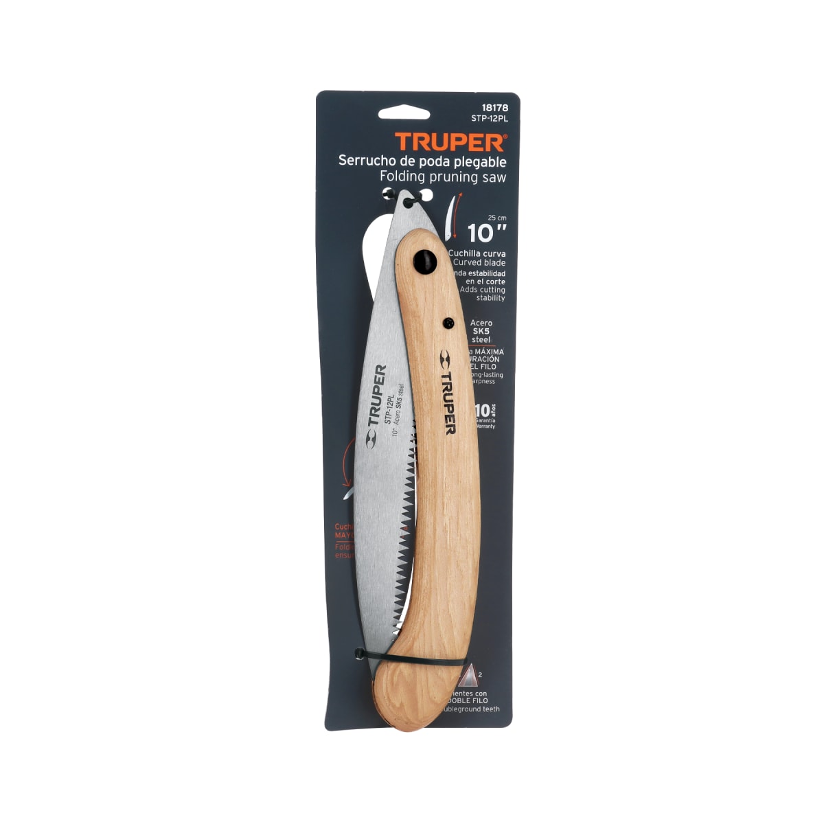SERRUCHO PLEGABLE DE PODA HOJA CURVA 10' MANGO MADERA TRUPER4