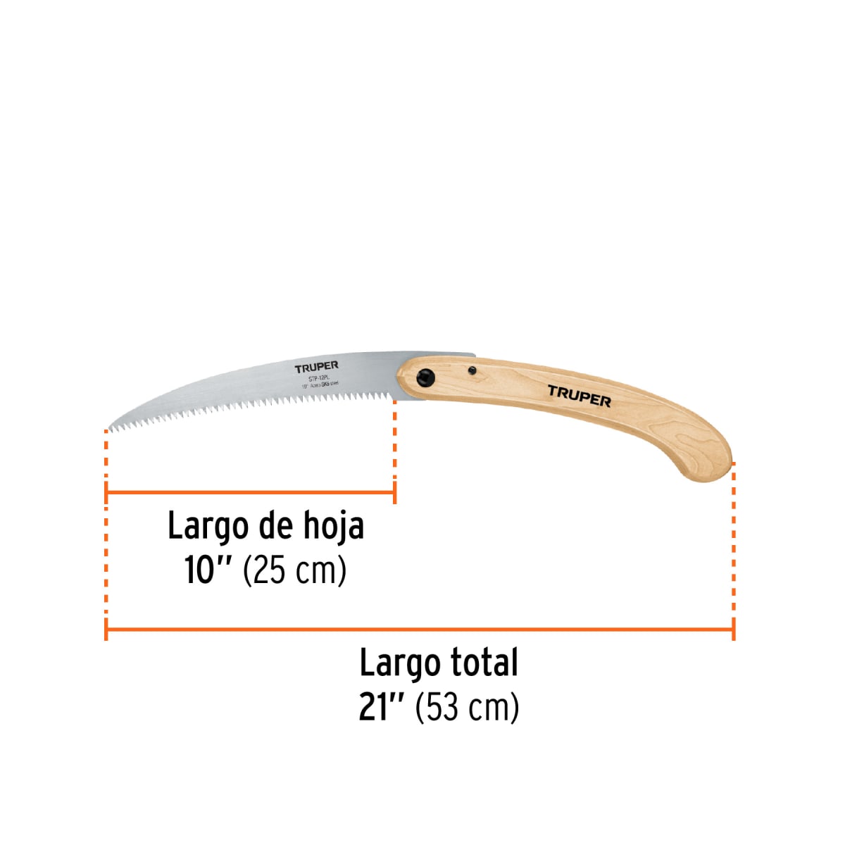 SERRUCHO PLEGABLE DE PODA HOJA CURVA 10' MANGO MADERA TRUPER3