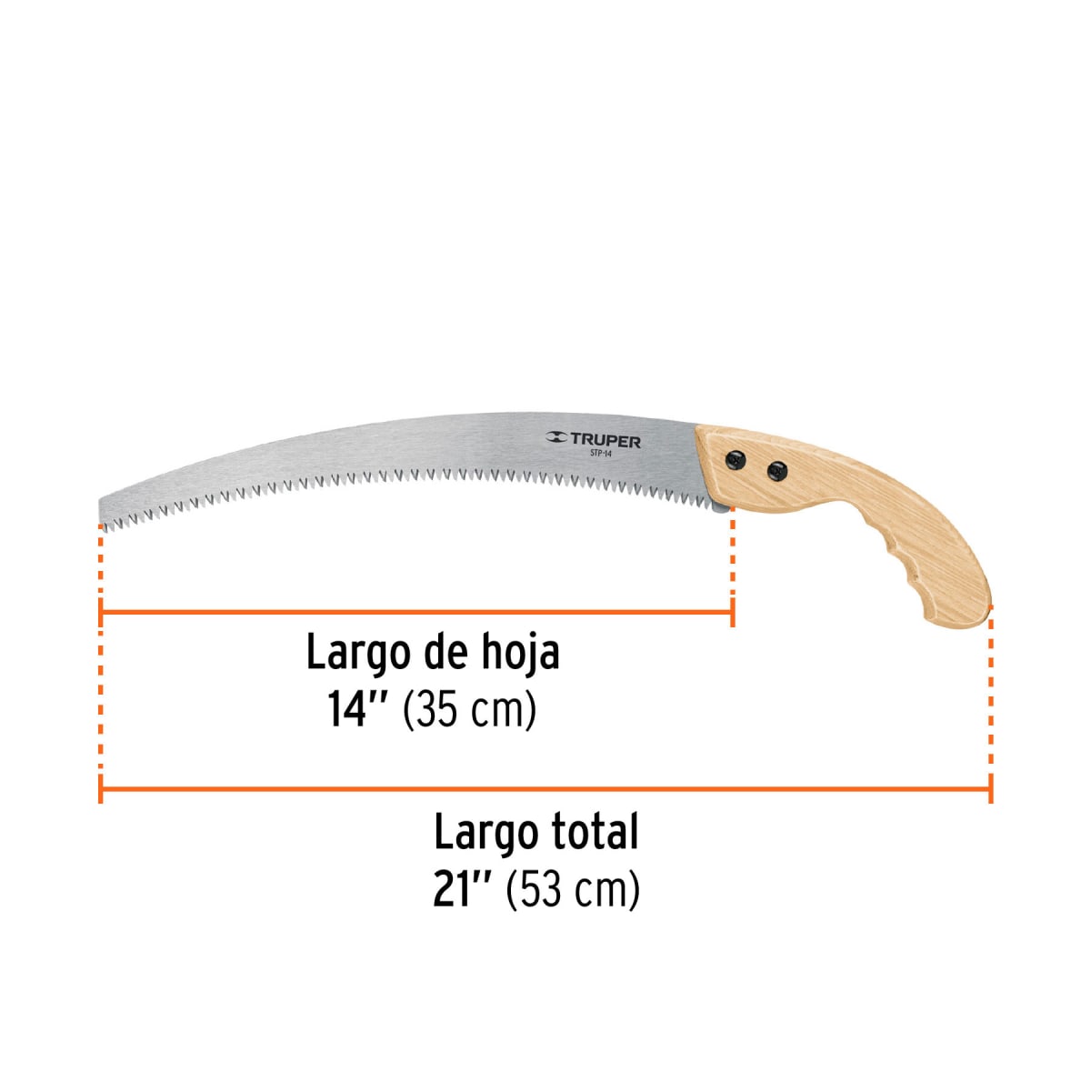 Serrucho de poda 14'' hoja curva 6 dpp mango madera Truper3