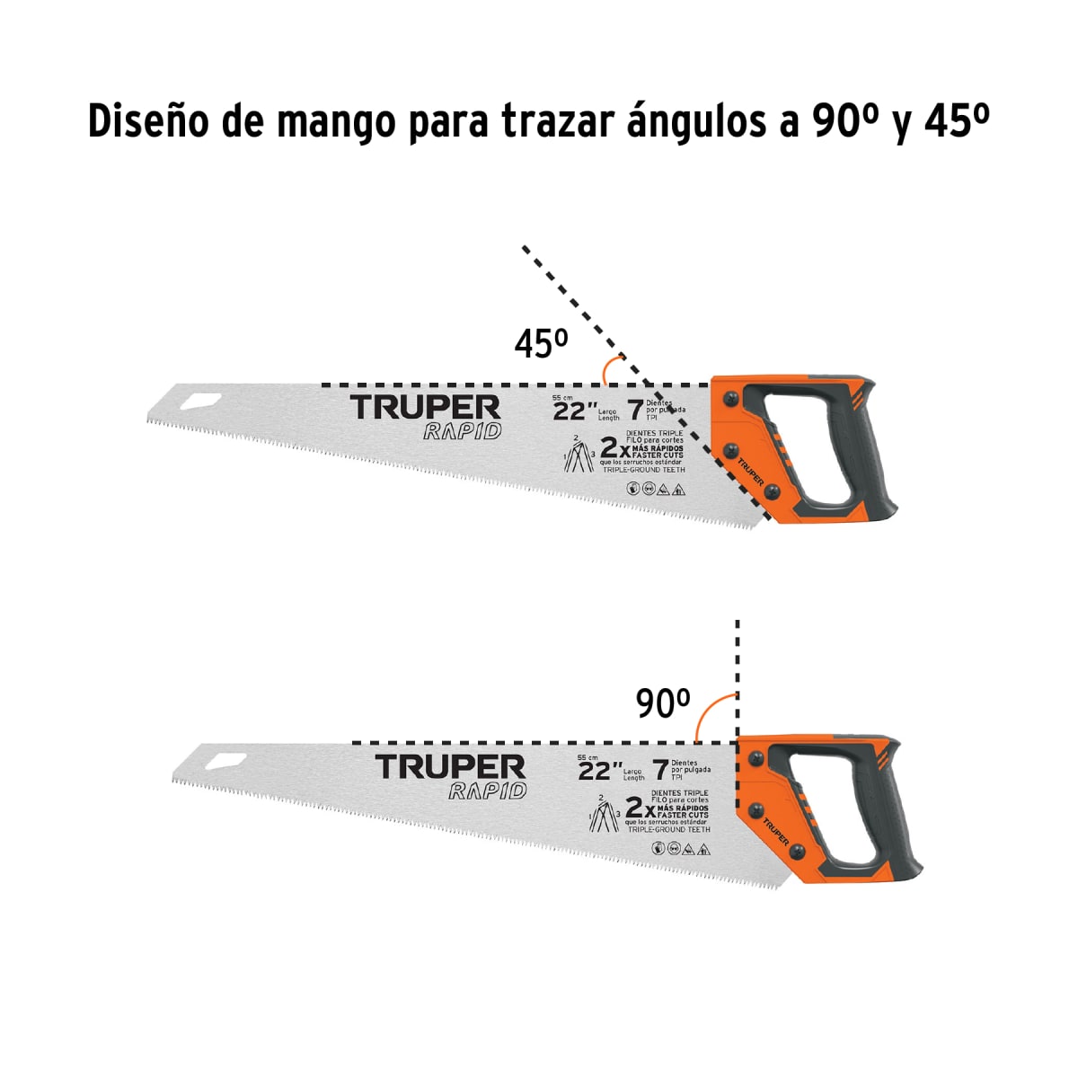 Serrucho Rapid 22´´, 7 DPP, mango Comfort grip, Truper4