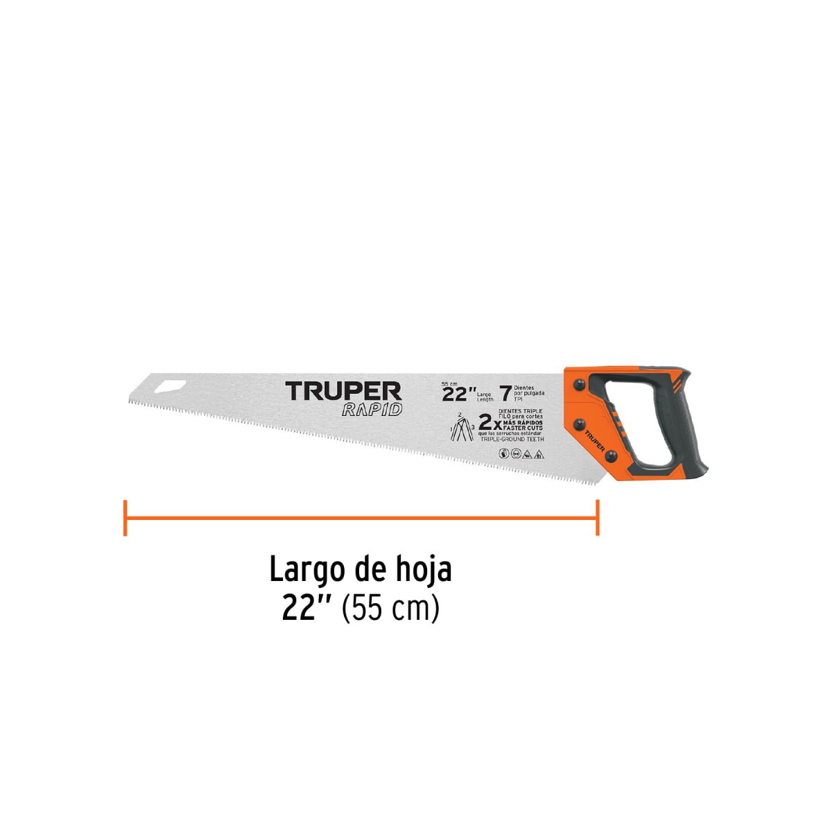 Serrucho Rapid 22´´, 7 DPP, mango Comfort grip, Truper3