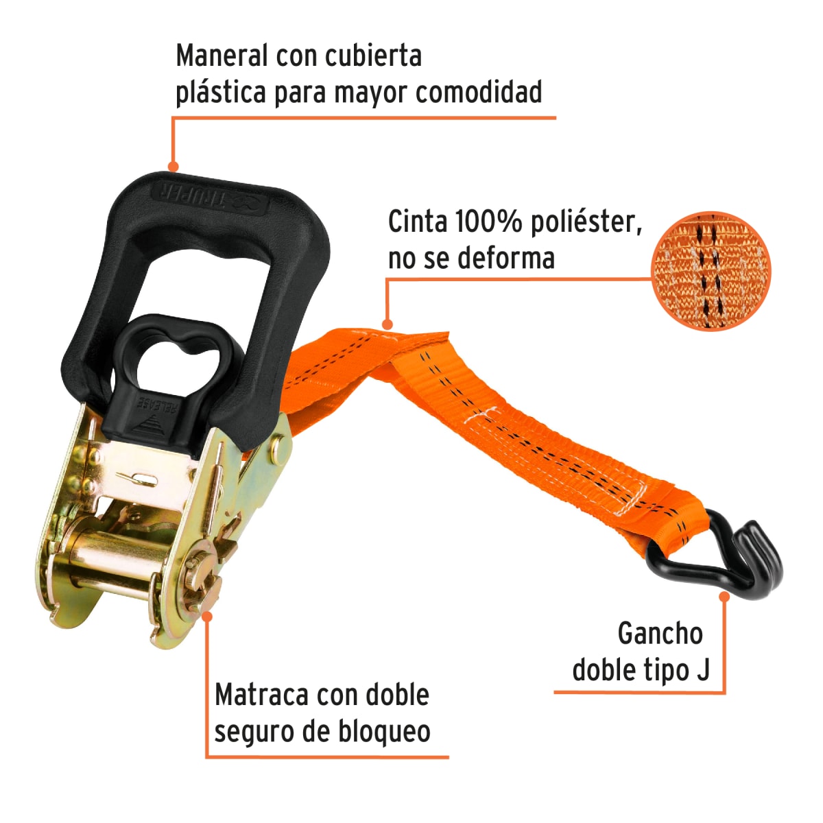 Juego de 2 sujetadores con ratchet carga máxima 1000 kg Truper2