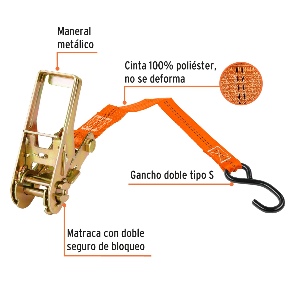 Juego de 2 sujetadores con ratchet carga máxima 1125 kg Truper2