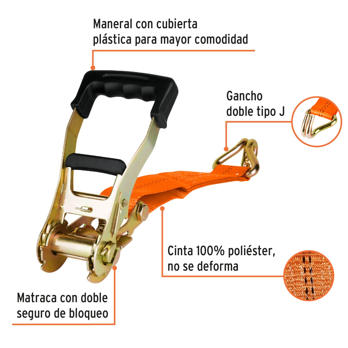 Sujetador con ratchet carga máxima 3000 kg Truper2