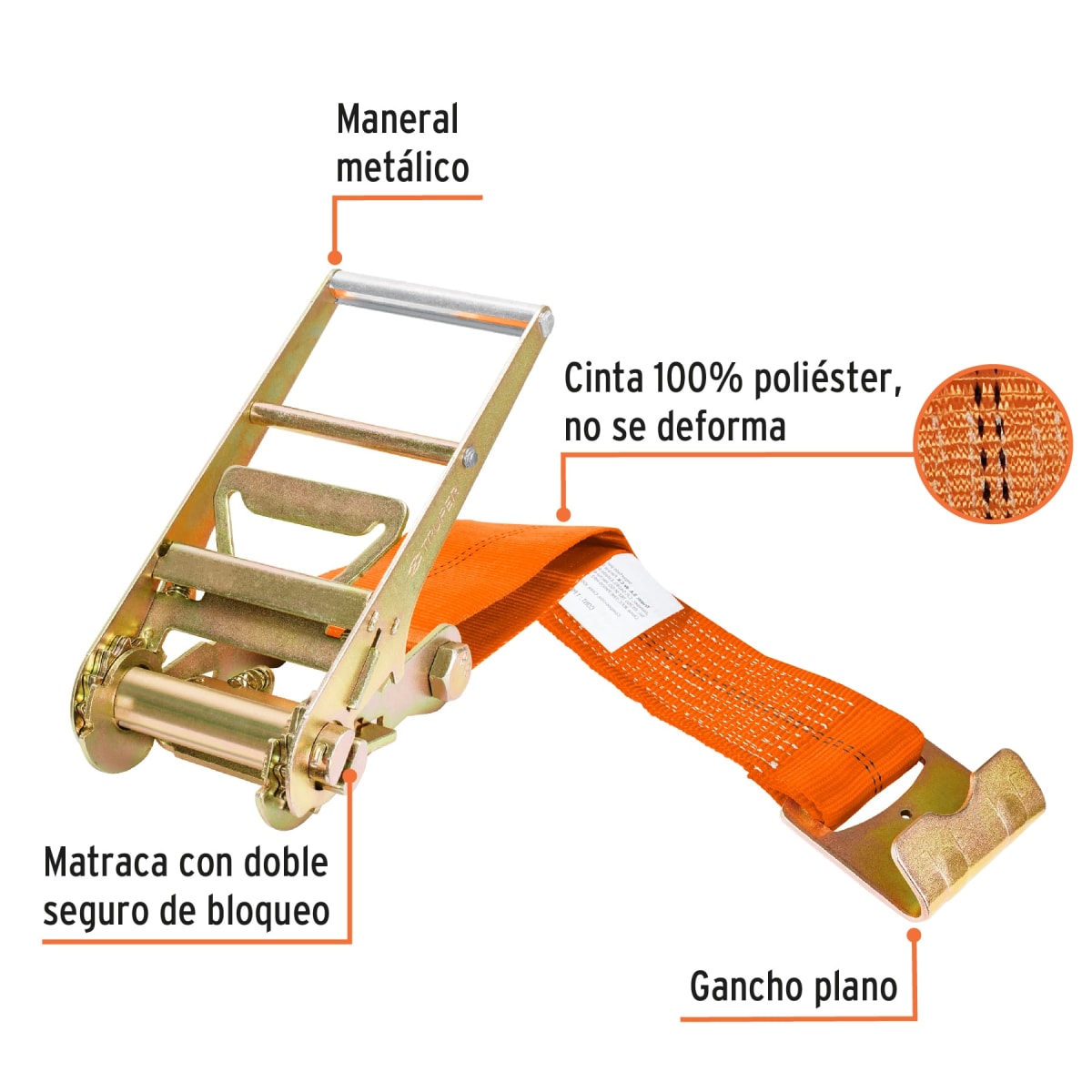 Sujetador con ratchet carga máxima 6000 kg, Truper2